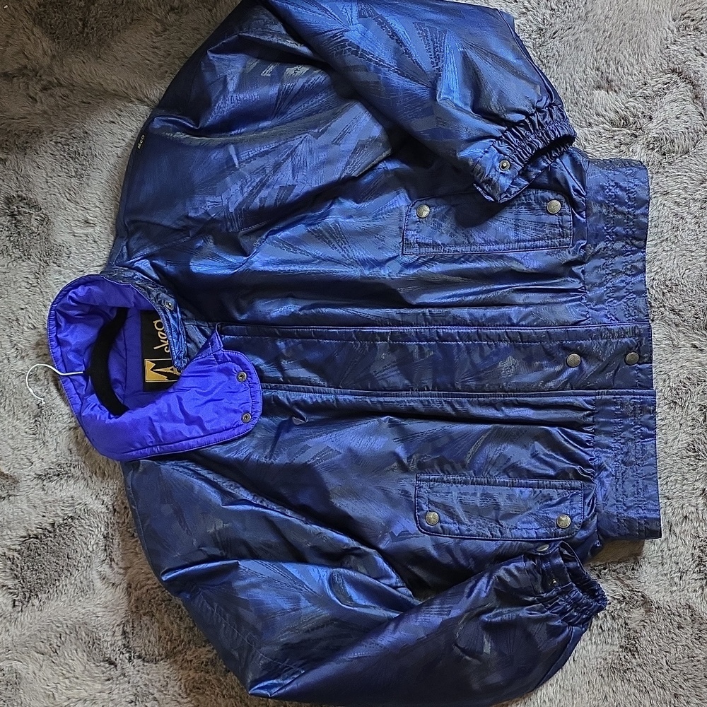 VTG Skea jacket purple and blue Poof Shoulder Pad Sleeve size 8